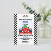 Birthday Dinosaurier Rennfahrer Red Racing Childre Postkarte (Stehend Vorderseite)