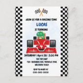 Birthday Dinosaurier Rennfahrer Red Racing Childre Postkarte (Vorderseite)