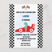 Birthday Dinosaurier Rennfahrer Red Racing Childre Postkarte (Vorderseite)