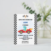 Birthday Dinosaurier Rennfahrer Red Racing Childre Postkarte (Stehend Vorderseite)