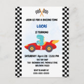 Birthday Dinosaurier Rennfahrer Red Racing Childre Postkarte (Vorderseite)