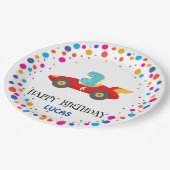 Birthday Dinosaurier Rennfahrer Red Racing Kind Na Pappteller (Schrägansicht)