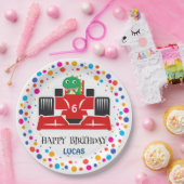 Birthday Dinosaurier Rennfahrer Red Racing Kind Na Pappteller (Party)