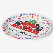 Birthday Dinosaurier Rennfahrer Red Racing Kind Na Pappteller (Schrägansicht)