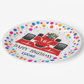 Birthday Dinosaurier Rennfahrer Red Racing Kind Na Pappteller (Schrägansicht)