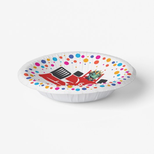 Birthday Dinosaurier Rennfahrer Red Racing Kind Na Pappteller (Gewinkelt)