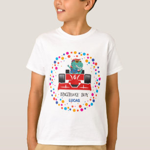 Birthday Dinosaurier Rennfahrer Red Racing Kind Na T-Shirt