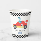Birthday Dinosaurier Rennwagen Roter Junge Name Pappbecher (Vorderseite)