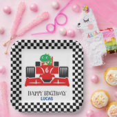 Birthday Dinosaurier Rennwagen Roter Junge Name Pappteller (Party)