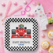 Birthday Dinosaurier Rennwagen Roter Junge Name Pappteller (Party)