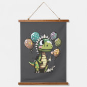 Birthday Dinosaurier Wandteppich Mit Holzrahmen (Vorderseite)