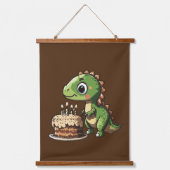 Birthday Dinosaurier Wandteppich Mit Holzrahmen (Vorderseite 2)