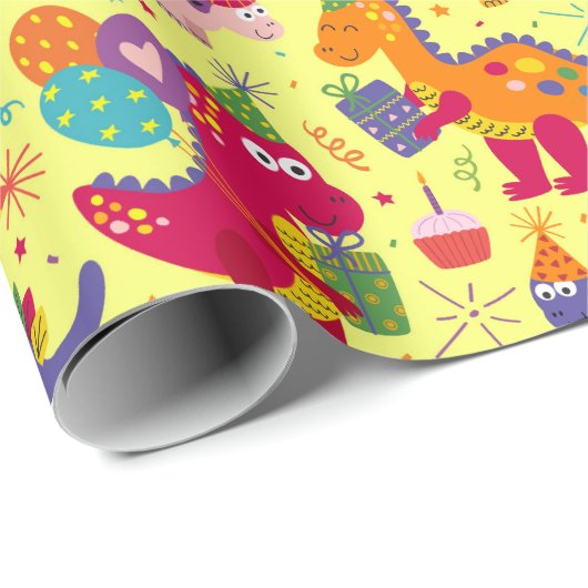 Birthday Dinosaurier Wrapping Paper Geschenkpapier (Rolleneckpunkt)