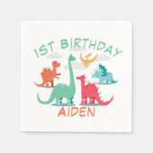 Birthday Dinosauriername Serviette (Vorderseite)