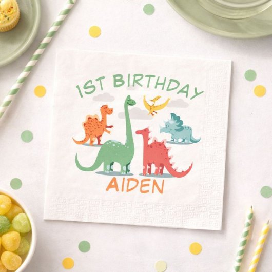 Birthday Dinosauriername Serviette