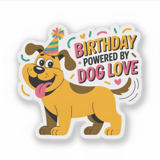 Birthday Dog Love Party Illustration Aufkleber (Vorderseite)