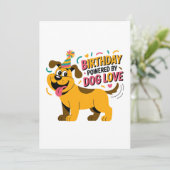Birthday Dog Love Party Illustration Feiertagskarte (Stehend Vorderseite)