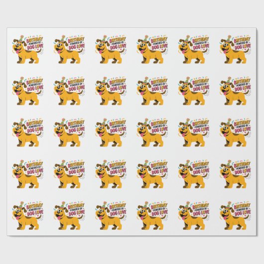 Birthday Dog Love Party Illustration Geschenkpapier (Flach)