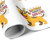 Birthday Dog Love Party Illustration Geschenkpapier (Rolleneckpunkt)
