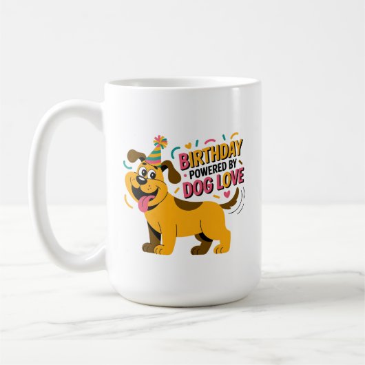 Birthday Dog Love Party Illustration Kaffeetasse (Links)