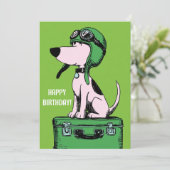 Birthday Dog Pilot Travel Suitcase Funny Aviation Karte (Stehend Vorderseite)