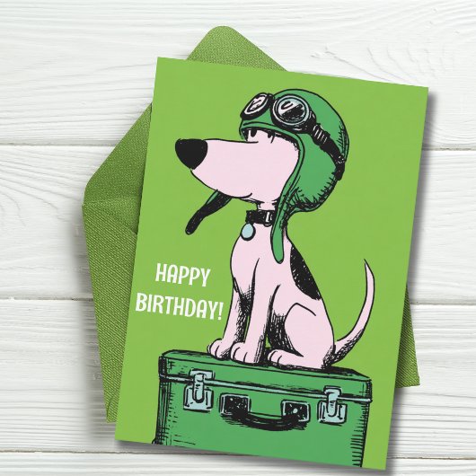Birthday Dog Pilot Travel Suitcase Funny Aviation Karte