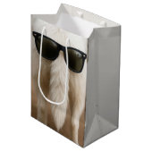 Birthday Dog Tail with Sunglasses Mittlere Geschenktüte (Vorderseite Schrägansicht)