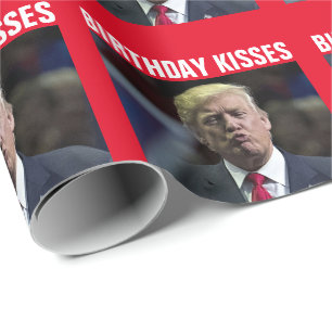 BIRTHDAY DONALD TRUMP KISS WRAPPING PAPIER GESCHENKPAPIER