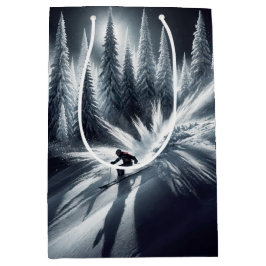 Birthday Downhill Skier Im Mondschein Mittlere Geschenktüte