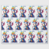 Birthday Dragon Add Name & Age Geschenkpapier (Flach)