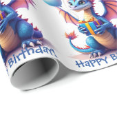 Birthday Dragon Add Name & Age Geschenkpapier (Rolleneckpunkt)