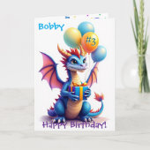 Birthday Dragon Add Name & Age of Young Boy Karte (Vorderseite)