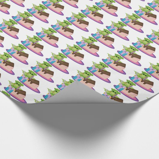 Birthday Dragon Cartoon Packpapier (Ecke)