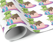 Birthday Dragon Cartoon Packpapier (Rolleneckpunkt)