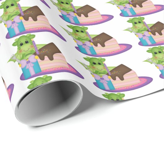 Birthday Dragon Cartoon Packpapier (Rolleneckpunkt)