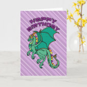 Birthday Dragon Karte (Gelbe Blume)