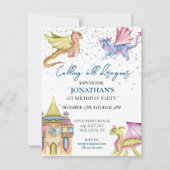 Birthday Dragon Watercolor Einladung (Vorderseite)