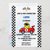 Birthday Duck Rennen Auto Junge Red Racing Kinder Einladung (Vorne/Hinten)