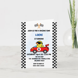 Birthday Duck Rennen Auto Junge Red Racing Kinder  Einladung
