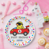 Birthday DUCK Rennfahrer Roter Rennfahrer Name Kin Pappteller (Party)