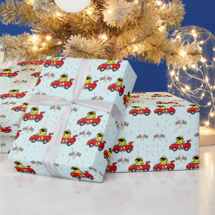 Birthday Duck Rennwagen Red Racing Junge Name Geschenkpapier