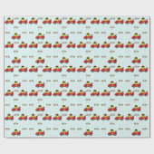 Birthday Duck Rennwagen Red Racing Junge Name Geschenkpapier (Flach)