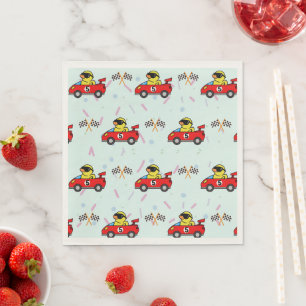 Birthday Duck Rennwagen Red Racing Junge Name Serviette