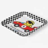 Birthday Duck Rennwagen Roter Junge Name Pappteller (Gewinkelt)