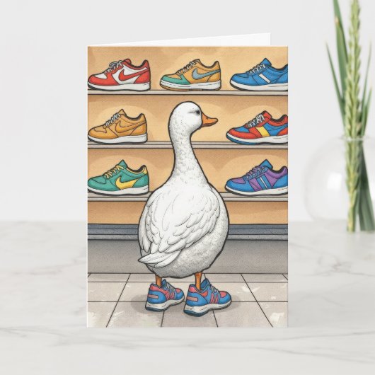 Birthday Duck Wearing Sneakers Karte (Vorderseite)