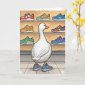 Birthday Duck Wearing Sneakers Karte (Gelbe Blume)