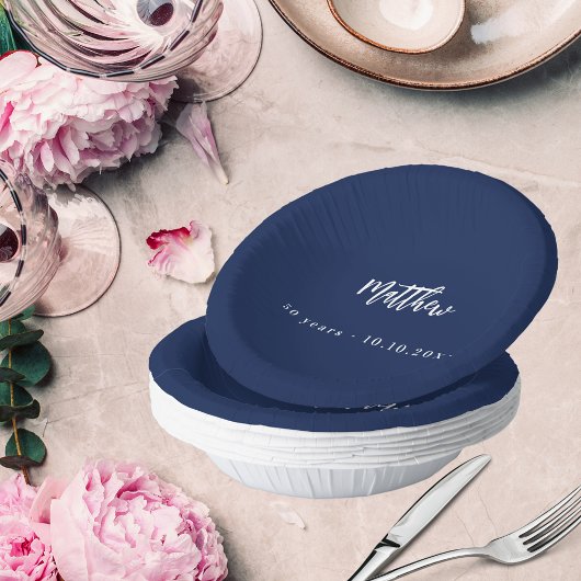 Birthday dunkelblau weiße Schrift minimalistisch Pappteller