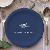 Birthday dunkelblau weiße Schrift minimalistisch Pappteller