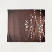 BIrthday Dunkle rustikale String Lights Wood Custo Wandteppich (Vorderseite (Horizontal))