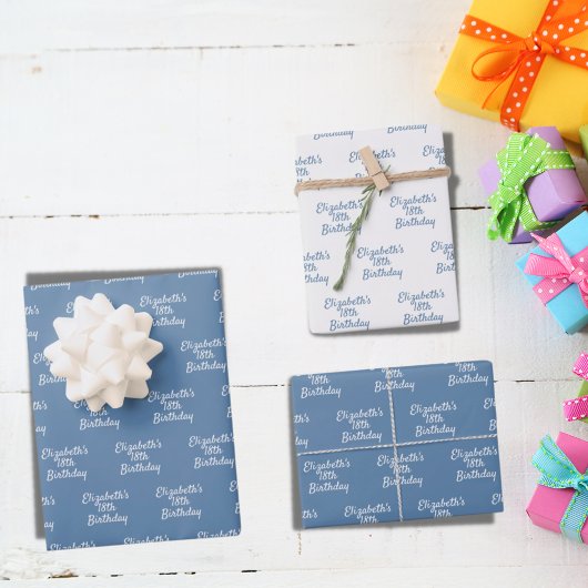 Birthday Duschblau-weiße Bezeichnung Geschenkpapier Set
